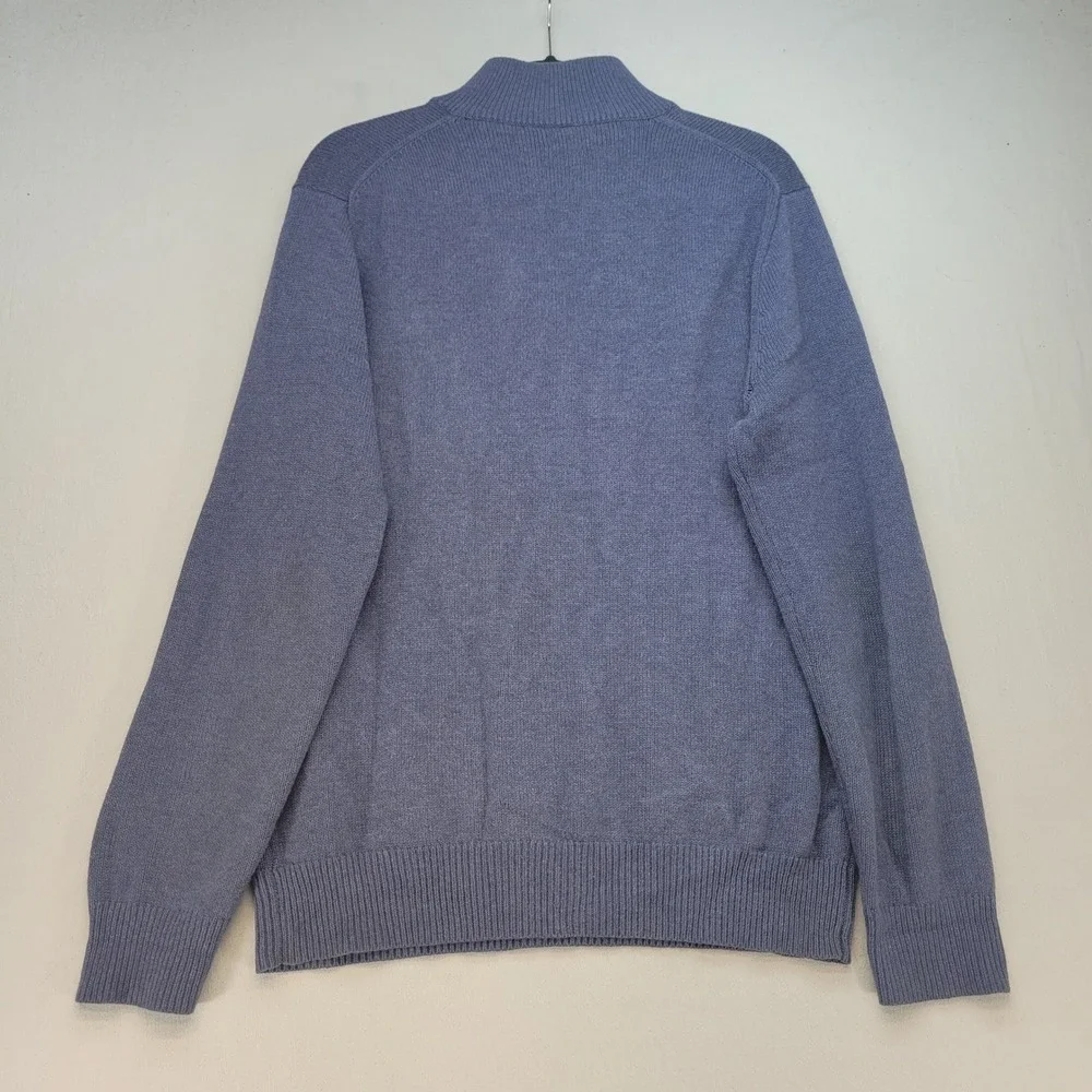 J.Crew Quarter Zip Sweater Mens Medium Blue Slim Cotton Cashmere Mock Neck